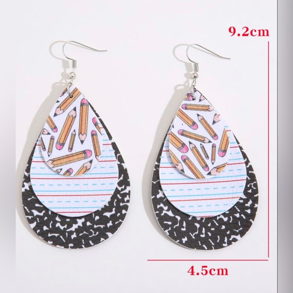 New teacher pencil paper lightweight earrings gift - Picture 3 of 4